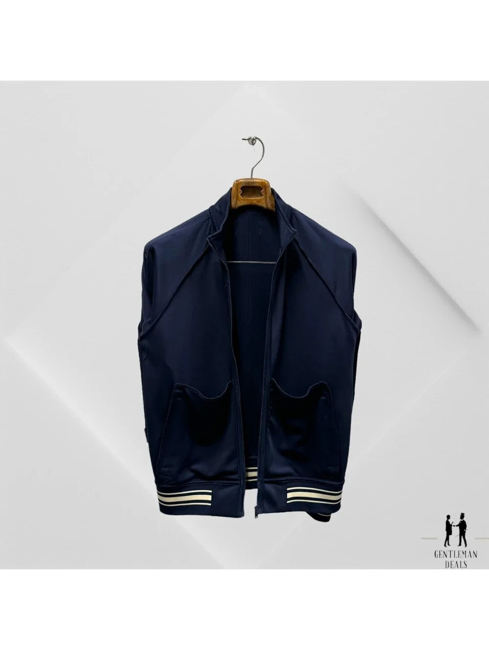 Ovadia & Sons Men's Blue & White Striped Full-Zip Long-Sleeve Jacket Sweater M